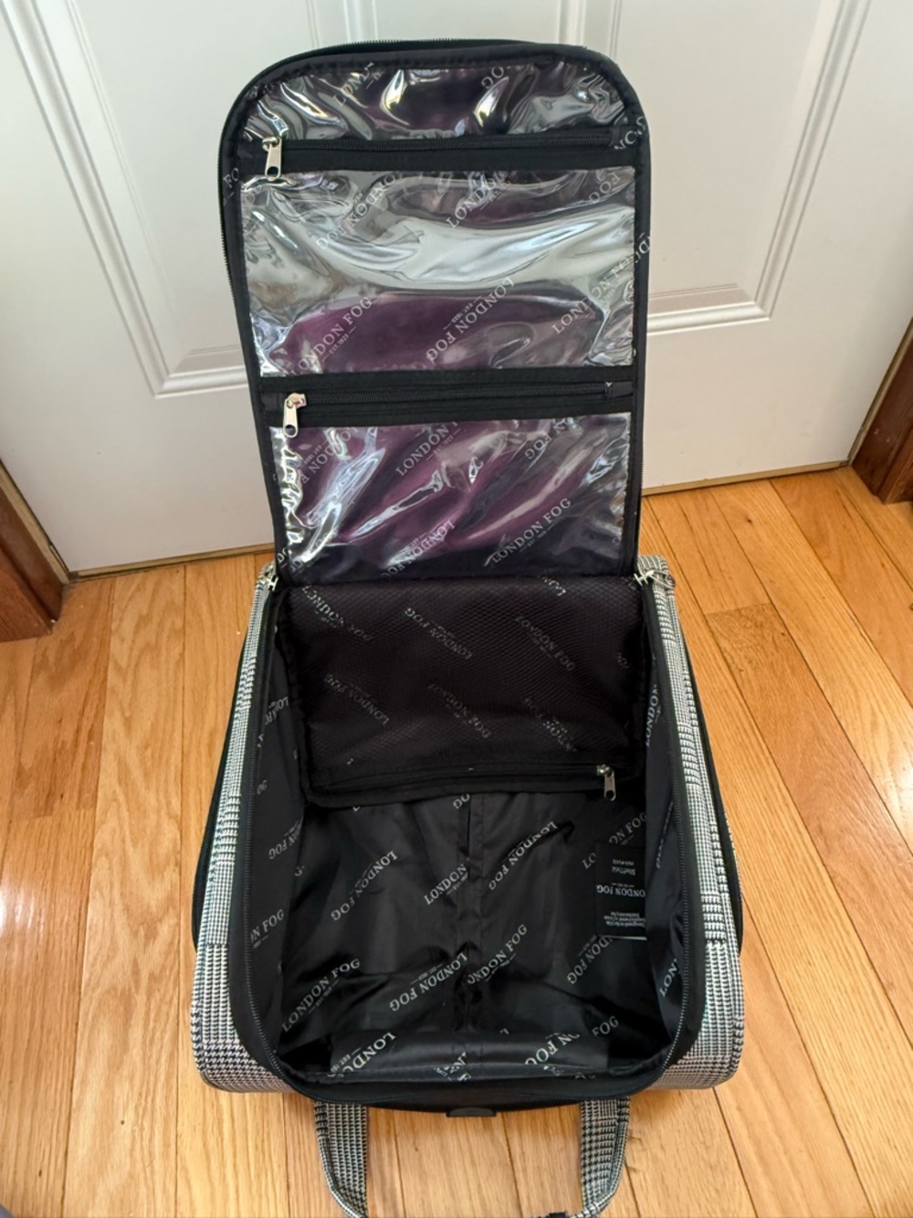 London Fog Black & White Plaid Rolling Travel Bag - Picture 8 of 13